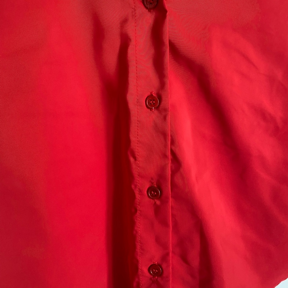 Zara Red Notched Collar Crop Button Down Shirt - Picture 4 of 6